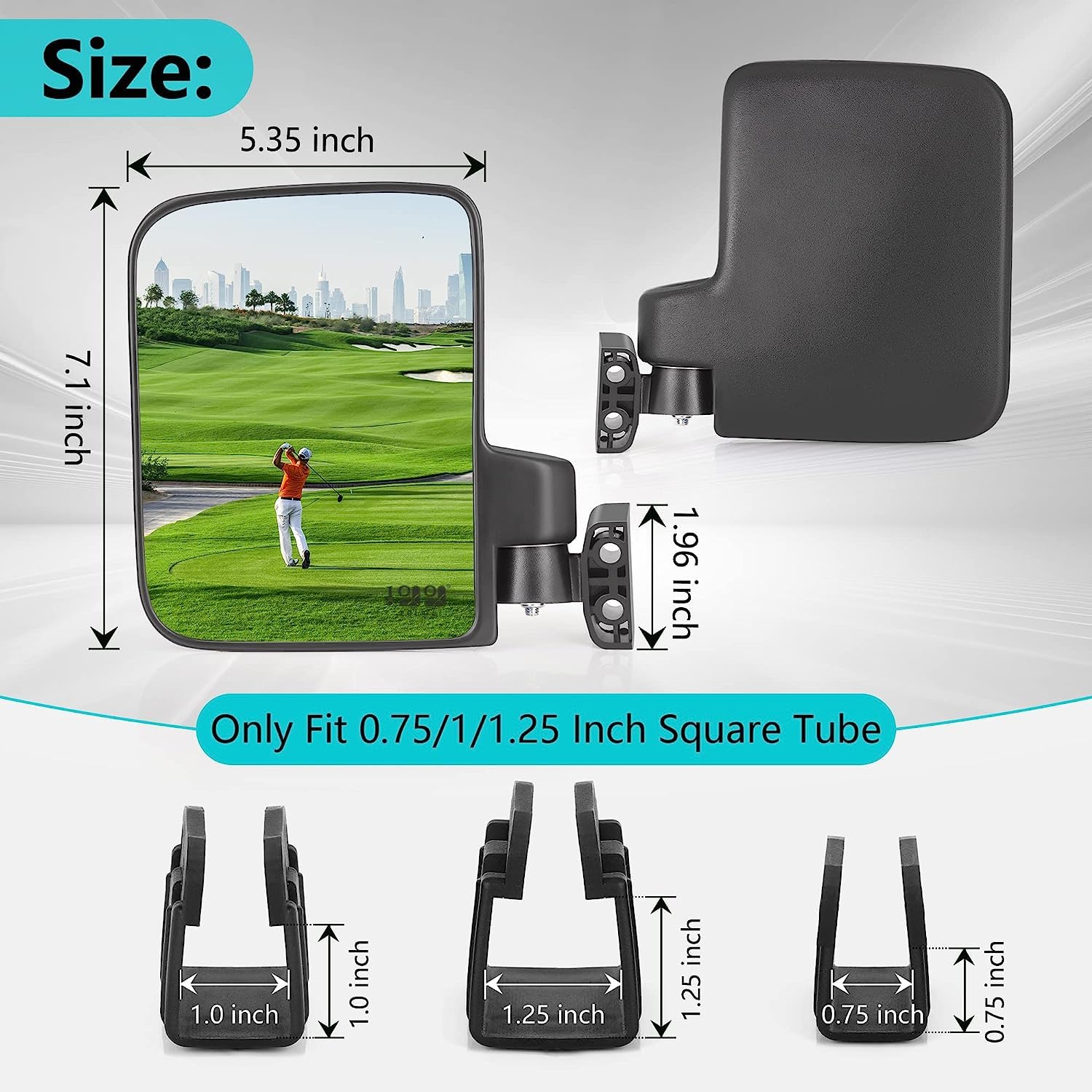 10L0L Golf Cart Mirror No Drilling Side Mirrors Universal For Club Car, Ezgo,Yamaha, Folding Side Rear View Mirrors Adjustable 1