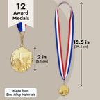 Juvale 12 Pack Basketball Medals For Kids And Adults, Team Participation Trophies, Awards, Party Favors, Red, White, And Blue St