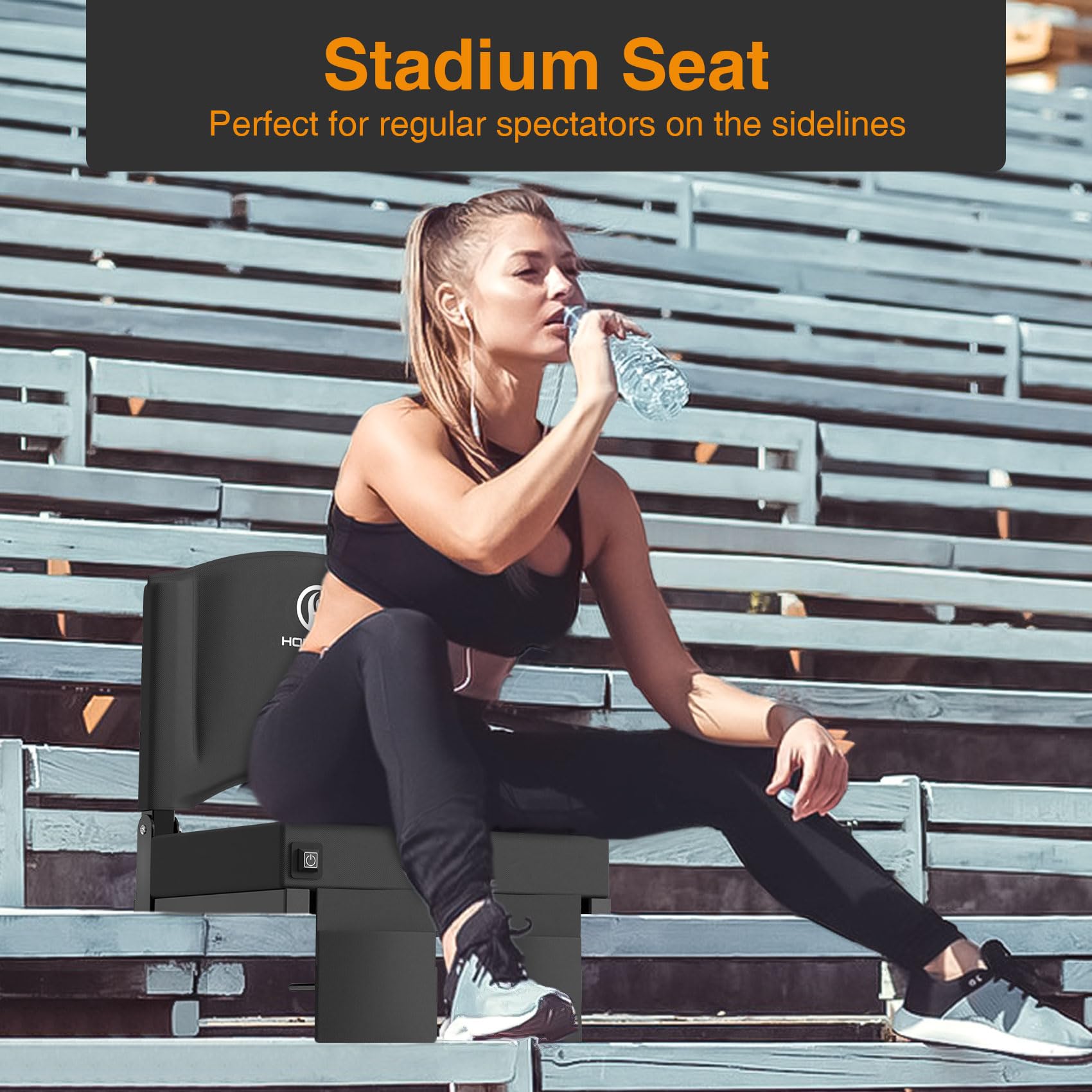 HOPERAN Heated Stadium Seats for Bleachers with Back Support, 3 Levels Heating Bleacher Chairs with Back and Cushion, Folding Bl