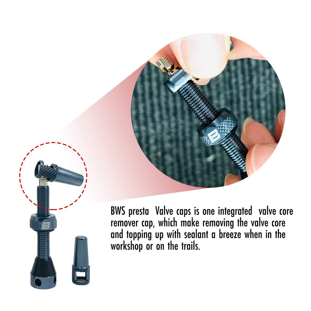 Bwshlf Red Tubeless Presta Valve Stem 40Mm  44Mm, Super Light Alloy Presta Valve Stem Kit With Valve Core Remover Tool And Valve