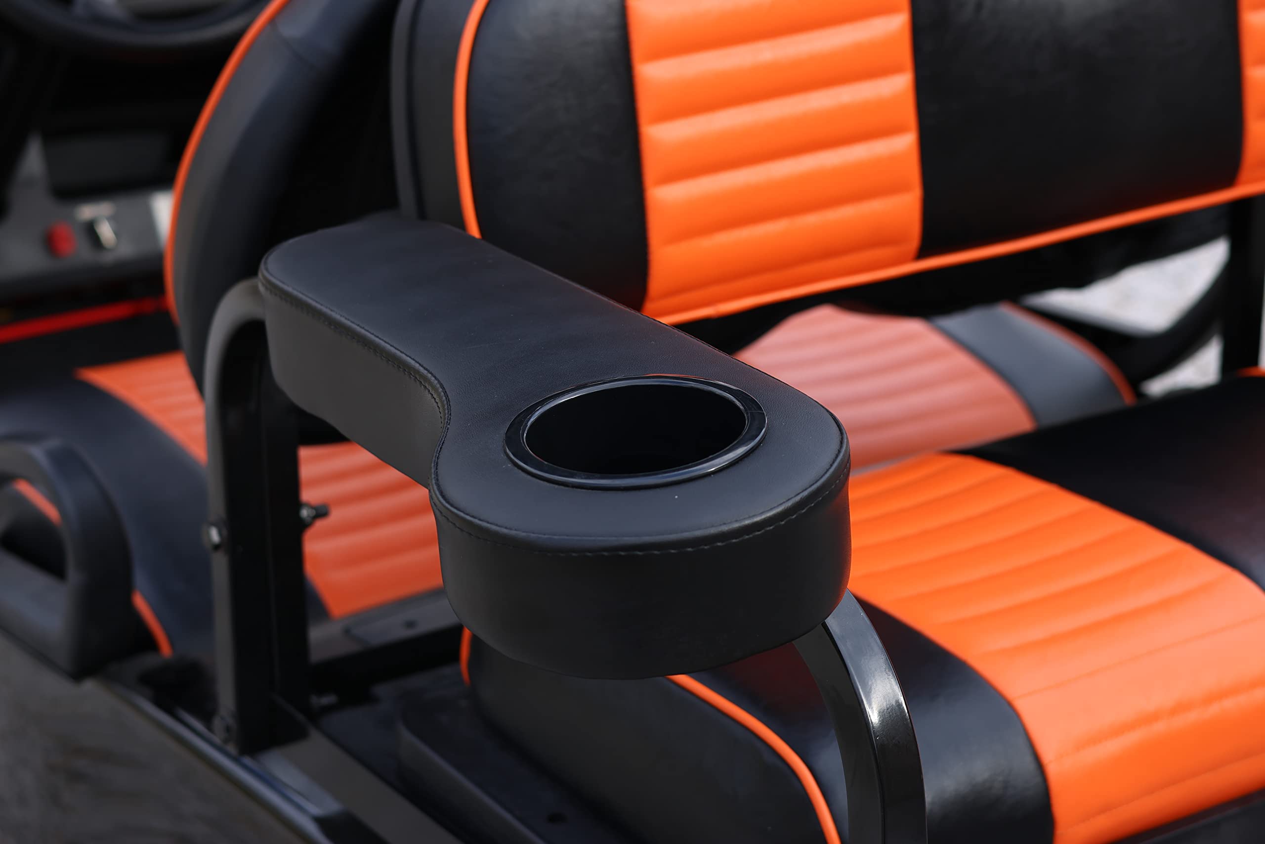 Huskey Parts Company Black Golf Cart Rear Seat Arm Rests W/Cup Holders- No Drilling Required!!