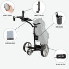 Cart-Tek Yellowstone Electric Golf Caddie Silver Lithium Battery Electric Golf Caddy W/Free Accessory Bundle! Let Be Your Caddy!