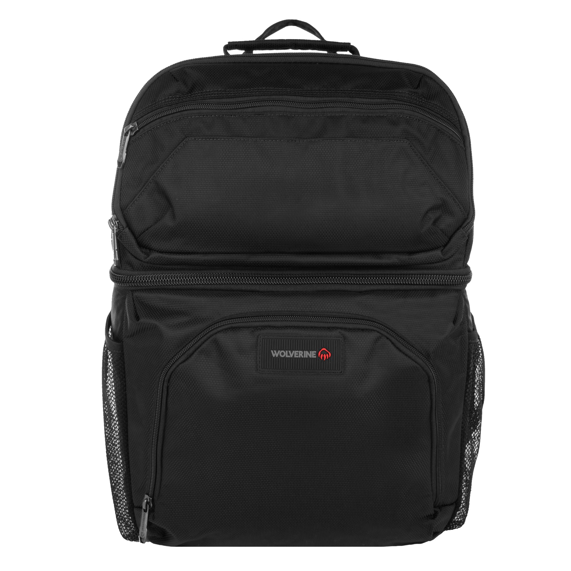 WOLVERINE 36 Can Cooler Backpack with Durable Nailhead Nylon, Dual Compartment Cooler & Dry Storage, Padded Mesh Back Panel, & E