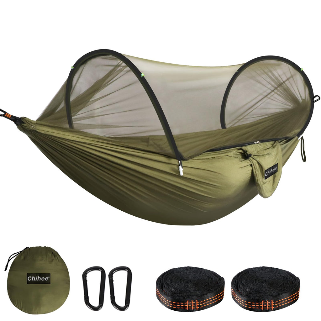 Chihee Ultra-Light Travel Camping Hammock Pop-Up Net Hammock 660Lbs Load Capacity,Breathable,Quick-Drying Parachute Nylon 2 Prem