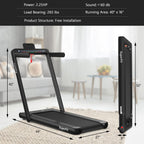 Goplus 2 In 1 Folding Treadmill With Dual Display, 2.25Hp Superfit Under Desk Electric Pad Treadmill, Installation-Free, Bluetoo