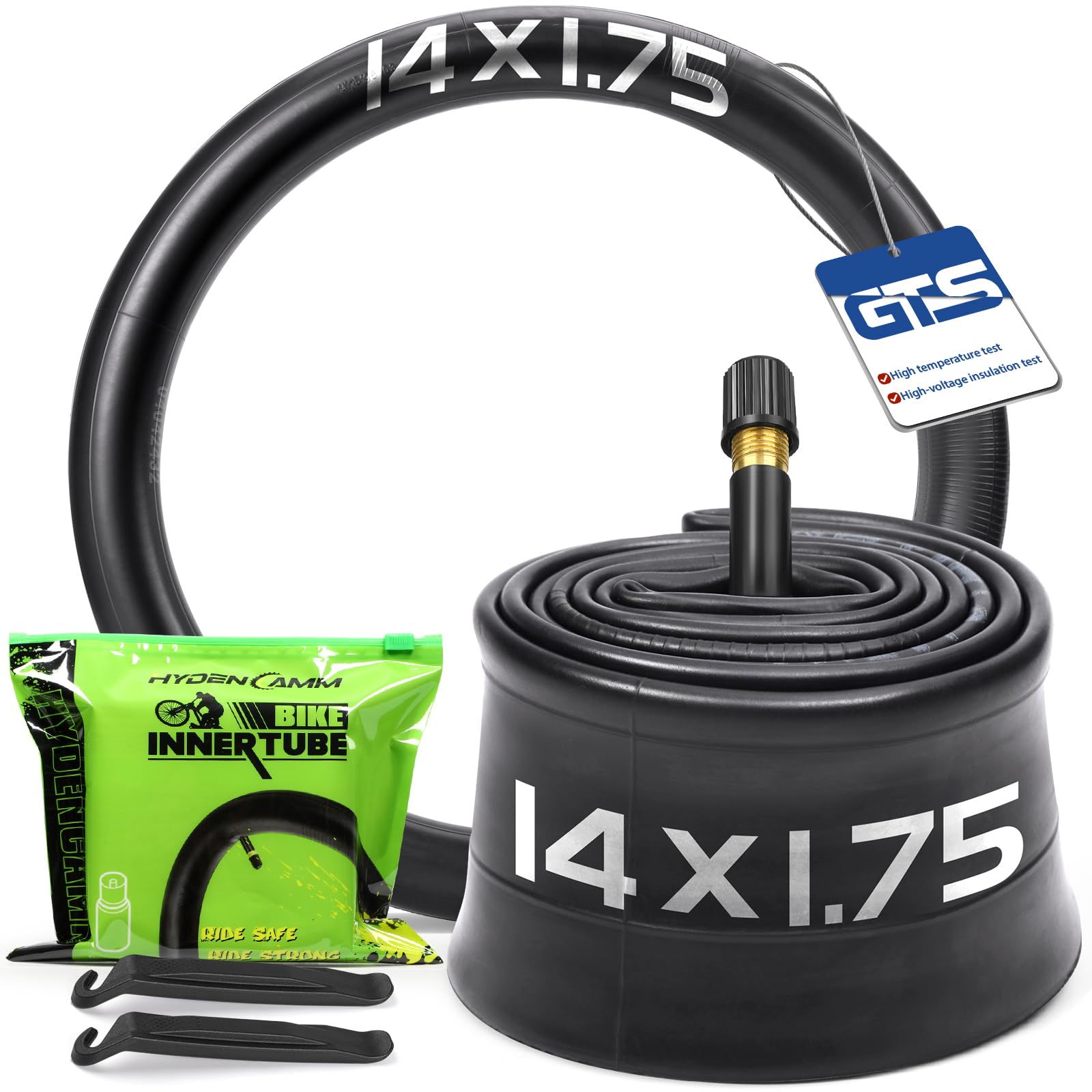 2 Pack 14 Inch Bike Tube Fit 1.75/1.95/2.125 with 32mm Schrader Valve, 14x2.125 Bike Tube with 2PCS Levers, 14 x 2.125 Inner Tub
