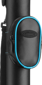Casemaster Q-Vault Supreme Billiard/Pool Cue Hard Case, Holds 1 Complete 2-Piece Cue (1 Butt/1 Shaft), Black With Blue Trim