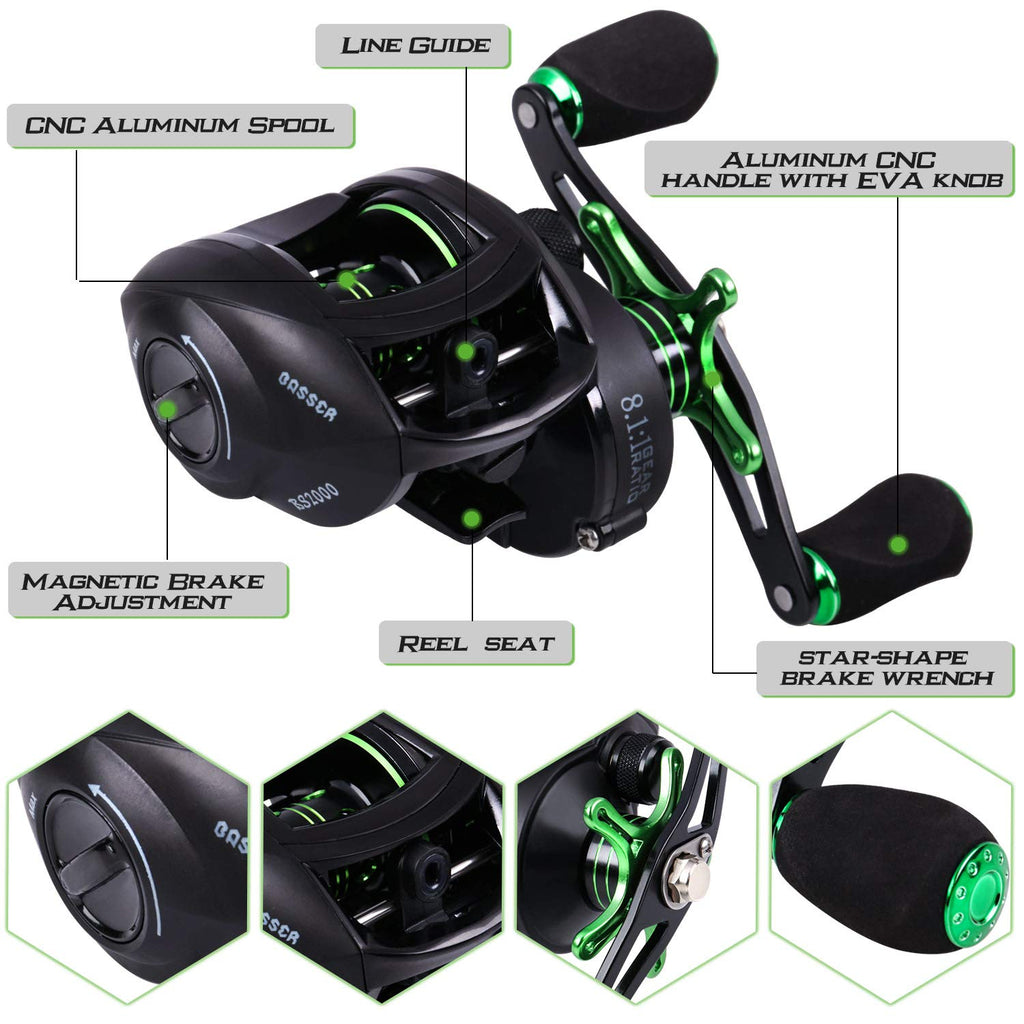 Sougayilang Ultralight Fishing Rod Reel Combos Portable Light Weight High Carbon 4 Pc Baitcaster Fishing Pole With Baitcasting R