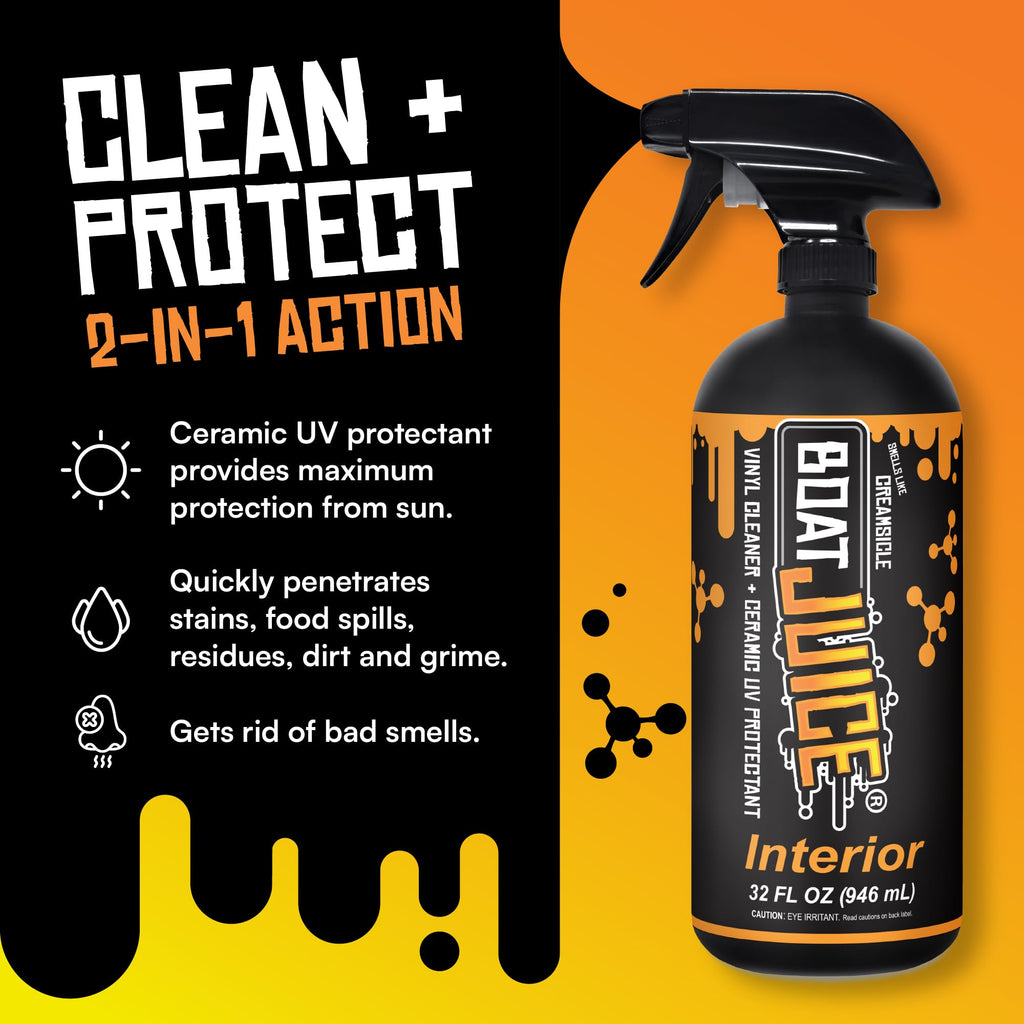 Boat Juice Boat Cleaning Kit - Exterior Boat Cleaner Water Spot Remover, Interior Boat Cleaner For Seats And Vinyl, 2 Microfiber