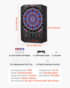 VEVOR Electronic Dart Board, 13.5 Target Dartboard with 45 Games & 474 Variations for Up to 8 Players, 6 Dart Shafts with Flight