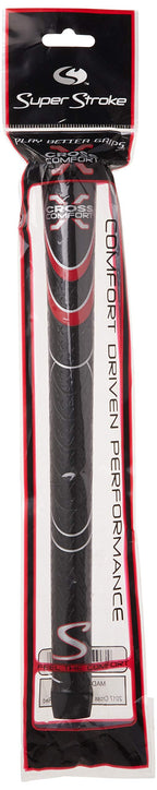 Superstroke Cross Comfort Golf Club Grip, Black/Red (Midsize) | Soft & Tacky Polyurethane That Boosts Traction | X-Style Surface