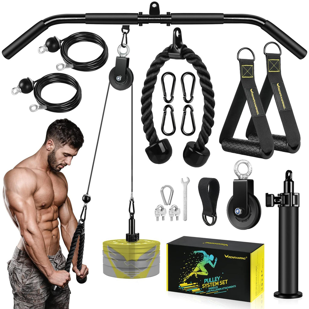 Vavosport Fitness Lat And Lift Pulley System Gym - Upgraded Lat Pull Down Cable Machine Attachments, Loading Pin, Handle And Tri
