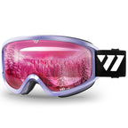 Wiston Ski Goggles - Otg Snow/Snowboard Goggles For Men, Women & Youth - 100% Uv Protection (Purple Frame/Rose Lens)