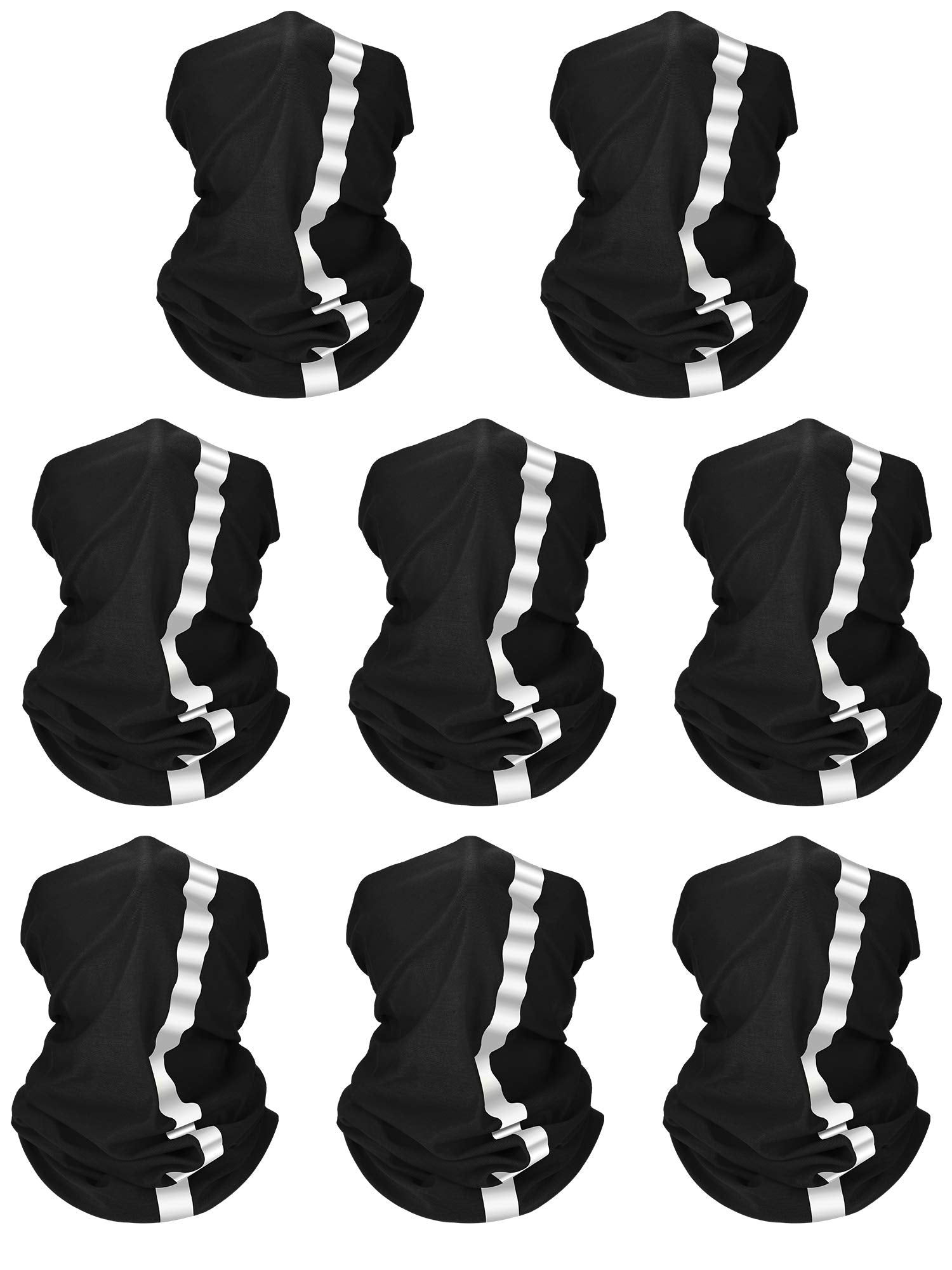 SATINIOR 8 Pcs Reflective Neck Gaiter Neon Safety Bandana Face Cover UV Sun Dust Wind Protection Mask Scarf for Men Women(Black,