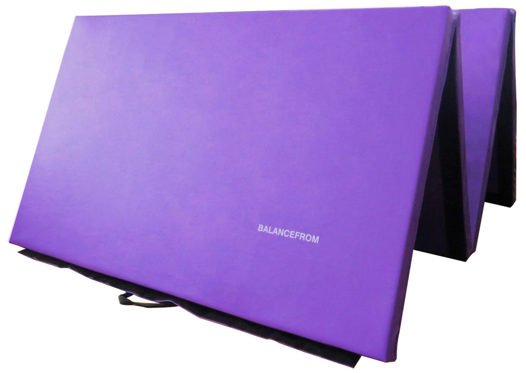 Signature Fitness All Purpose 4X8X2'' Extra Thick High Density Anti Tear Gymnastics Gym Folding Exercise Aerobics Mats, Purple