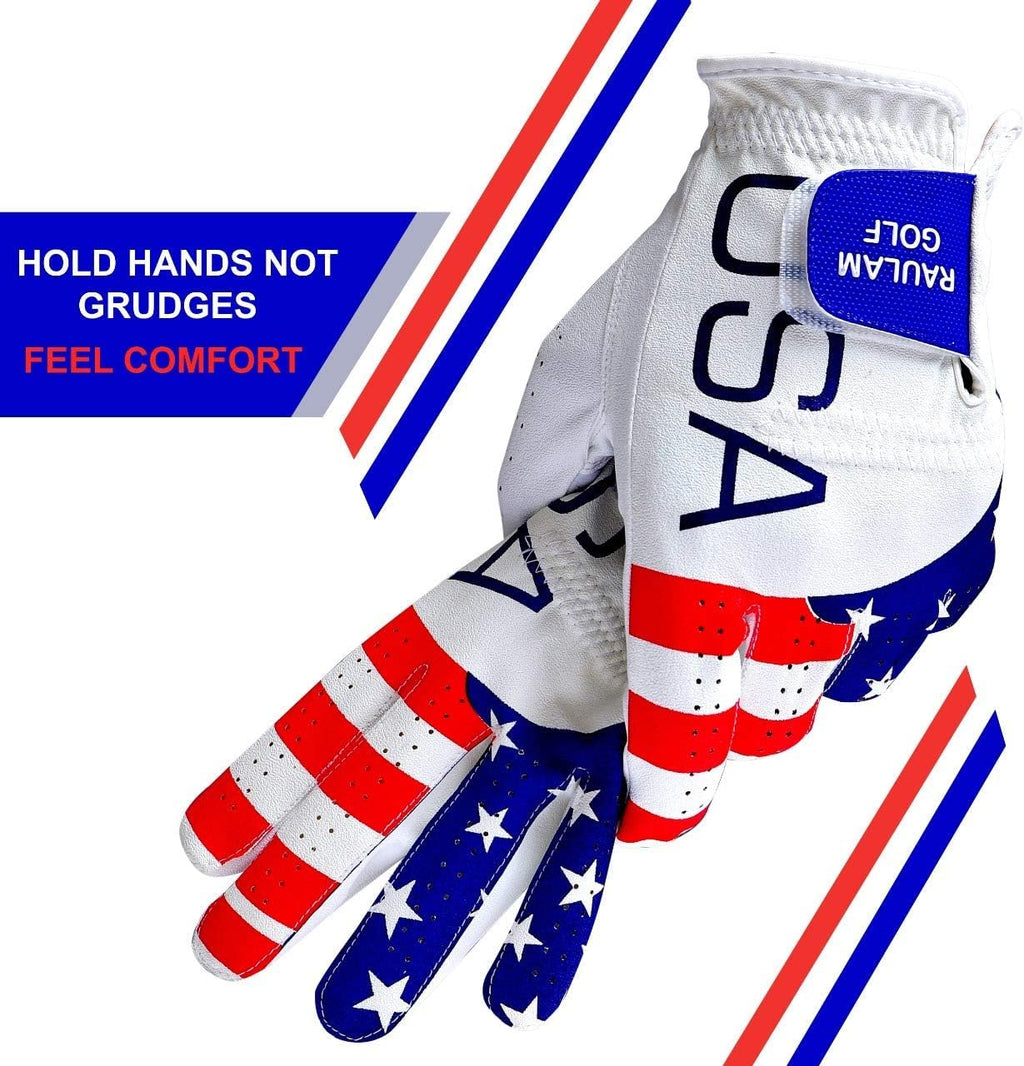 Raulam International Usa Flag Golf Gloves With Perfect Grip For Men And Women Golf Glove American Flag Left Hand Golf Glove Men