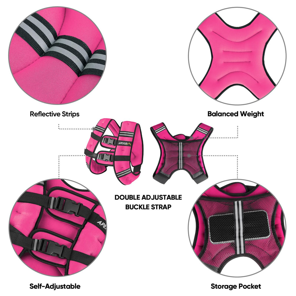 APEXUP 30lbs Weighted Vest Men Women, Weight Vest for Women Workout Equipment for Strength Training Running (Pink)