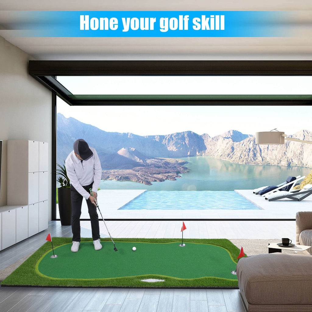 Boburn Golf Putting Green/Mat-5X10Ft Golf Training Mat- Professional Golf Practice Mat- Green Long Challenging Putter For Indoor