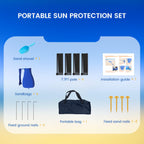 Besuhot Beach Tent Sun Shelter 10X10Ft Beach Shade Canopy With 8 Sandbags, Upf 50+ Protection Beach Shade Canopy, Outdoor Tent F