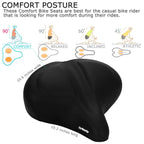 Daway Oversized Comfort Bike Seat - C40 Most Comfortable Extra Wide Soft Foam Padded Exercise Bicycle Saddle For Men Women Senio