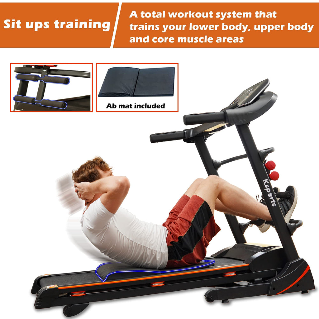 Ksports Foldable 16.5 Inch Cardio Fitness Portable Treadmill With Bluetooth Connectivity, Lcd Display, And Tracking Apps For Hom
