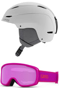 Giro Ceva Kids Snow Helmet/Goggle Combo - (Combo) Matte White - Pink Chute - Size Medium