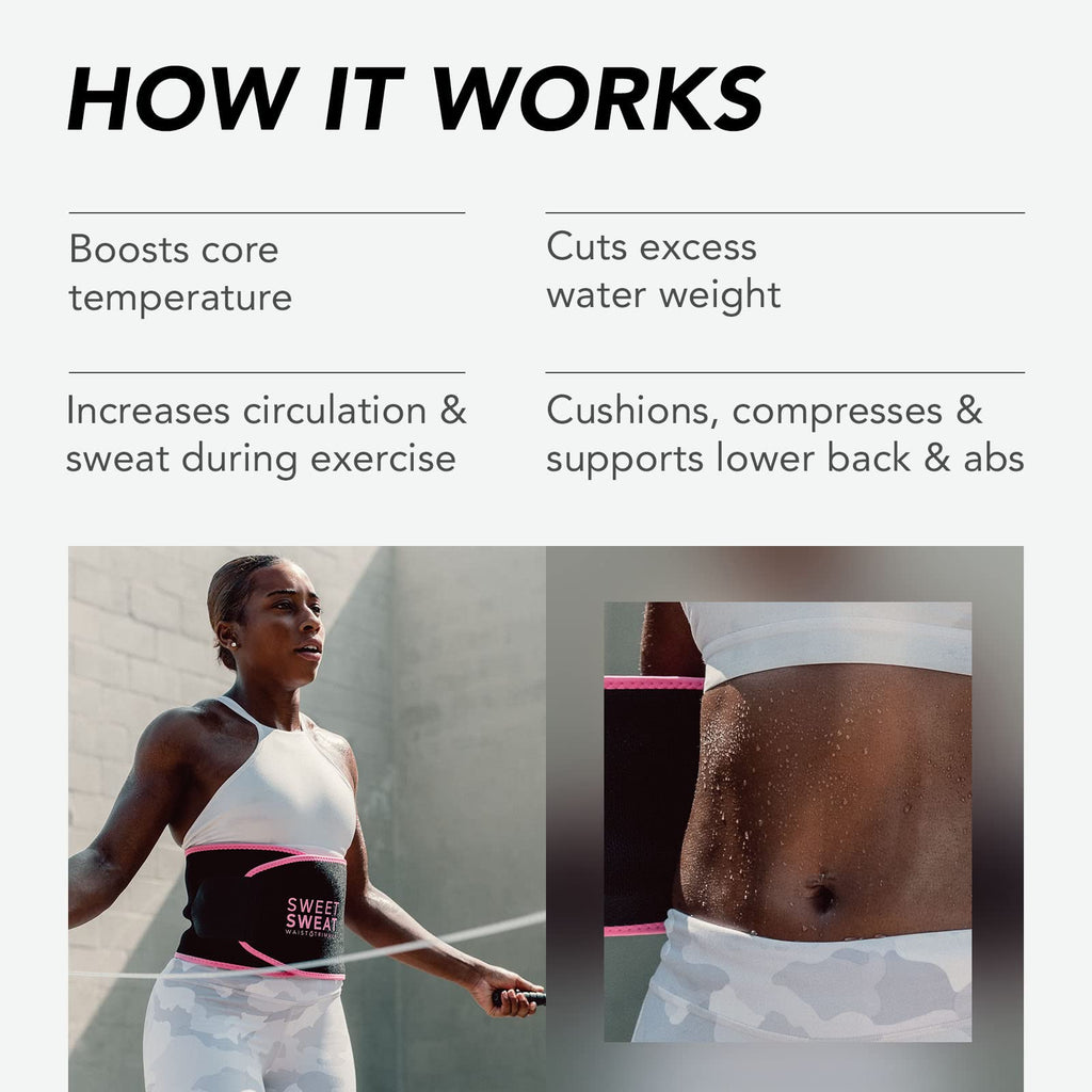 Sweet Sweat Waist Trimmer For Women And Men - Sweat Band Waist Trainer Belt For High Intensity Training And Gym Workouts, 5 Adju