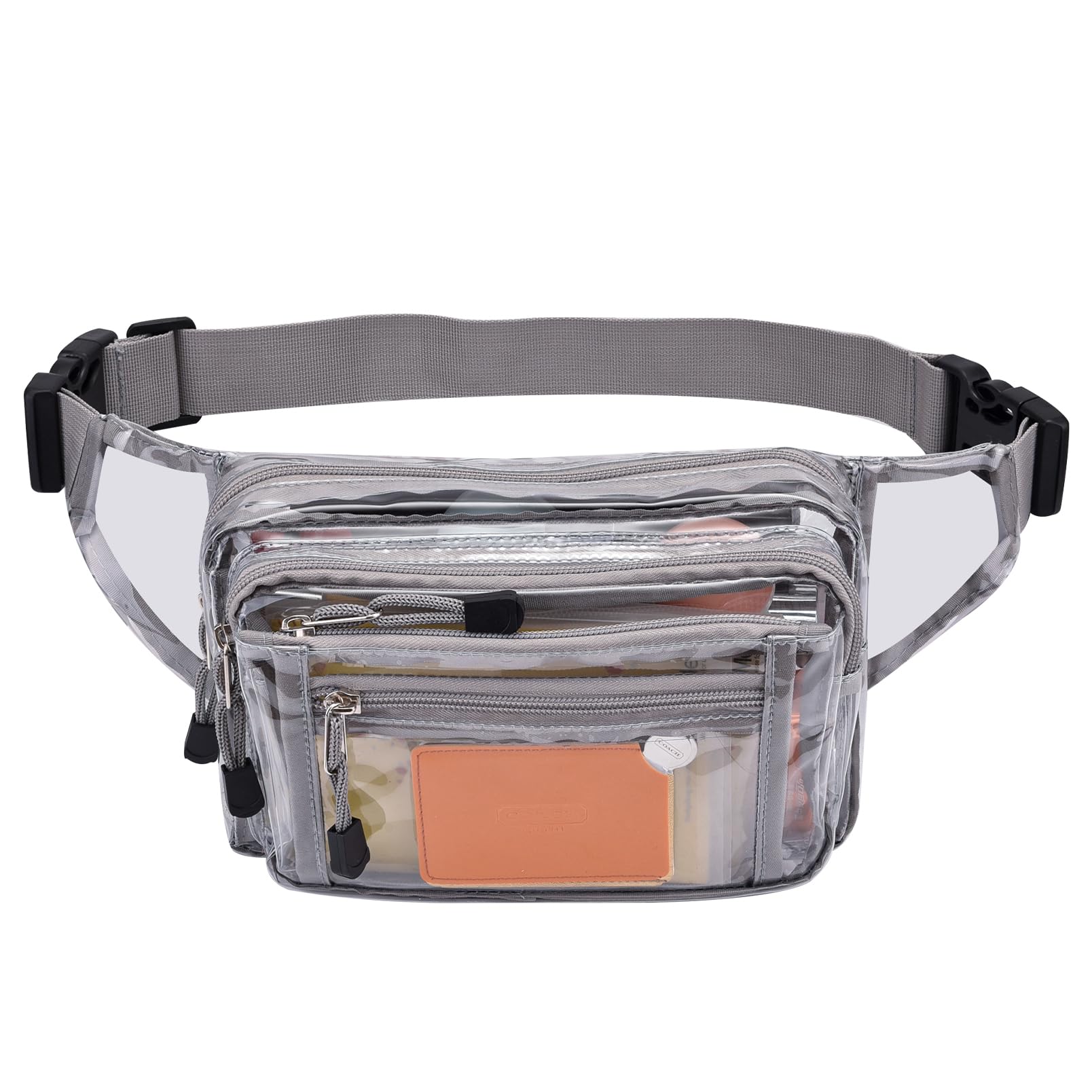 Clear Bag Stadium Approved Transparent Fanny Pack for Women for Work,Multi-purpose Waist Bag for Travel & Sporting Event (Grey C