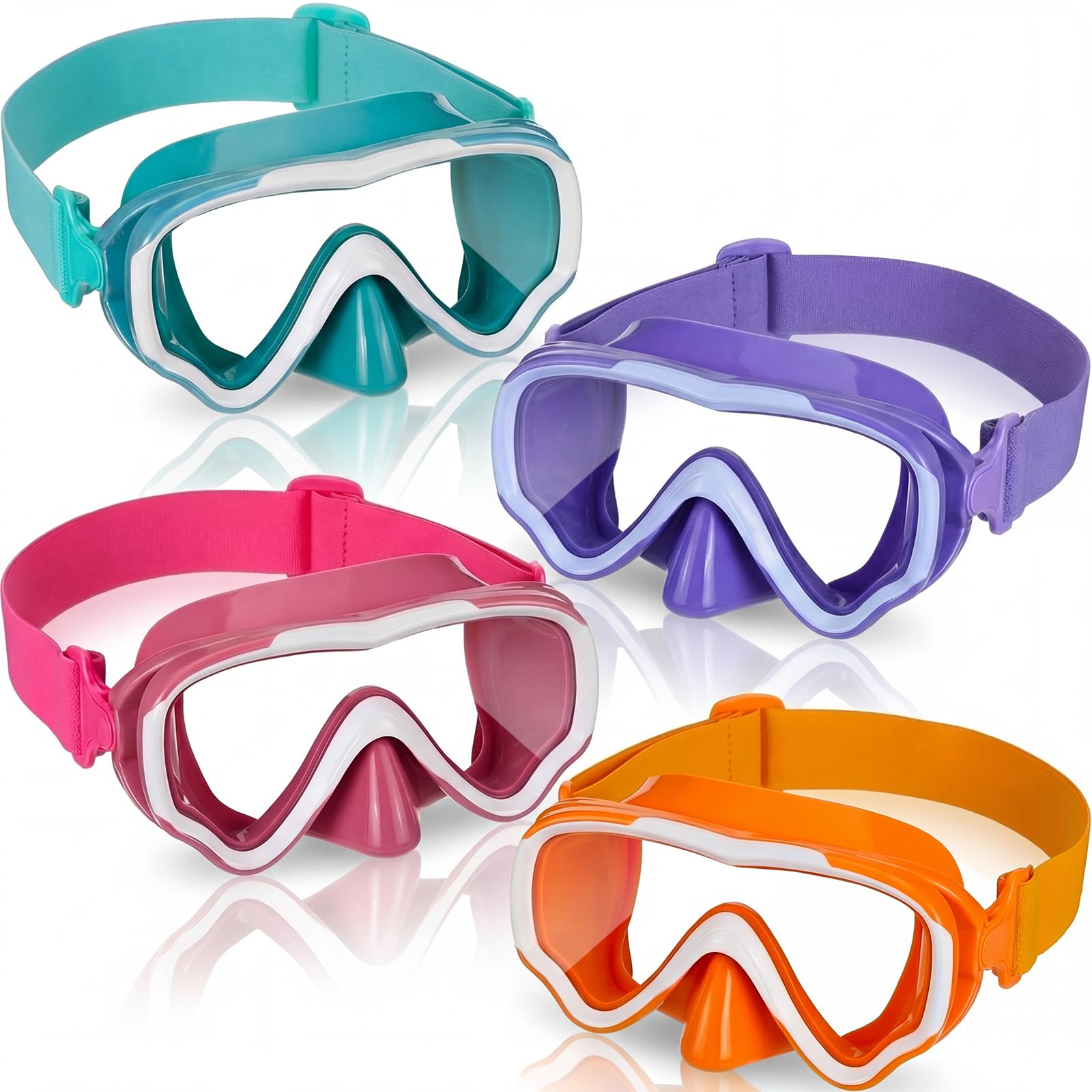 Flutesan 4 Pcs Kids Youth Swim Goggles with Nose Cover Silicone Goggles View Clear Waterproof for Snorkeling Diving Swimming(Pur