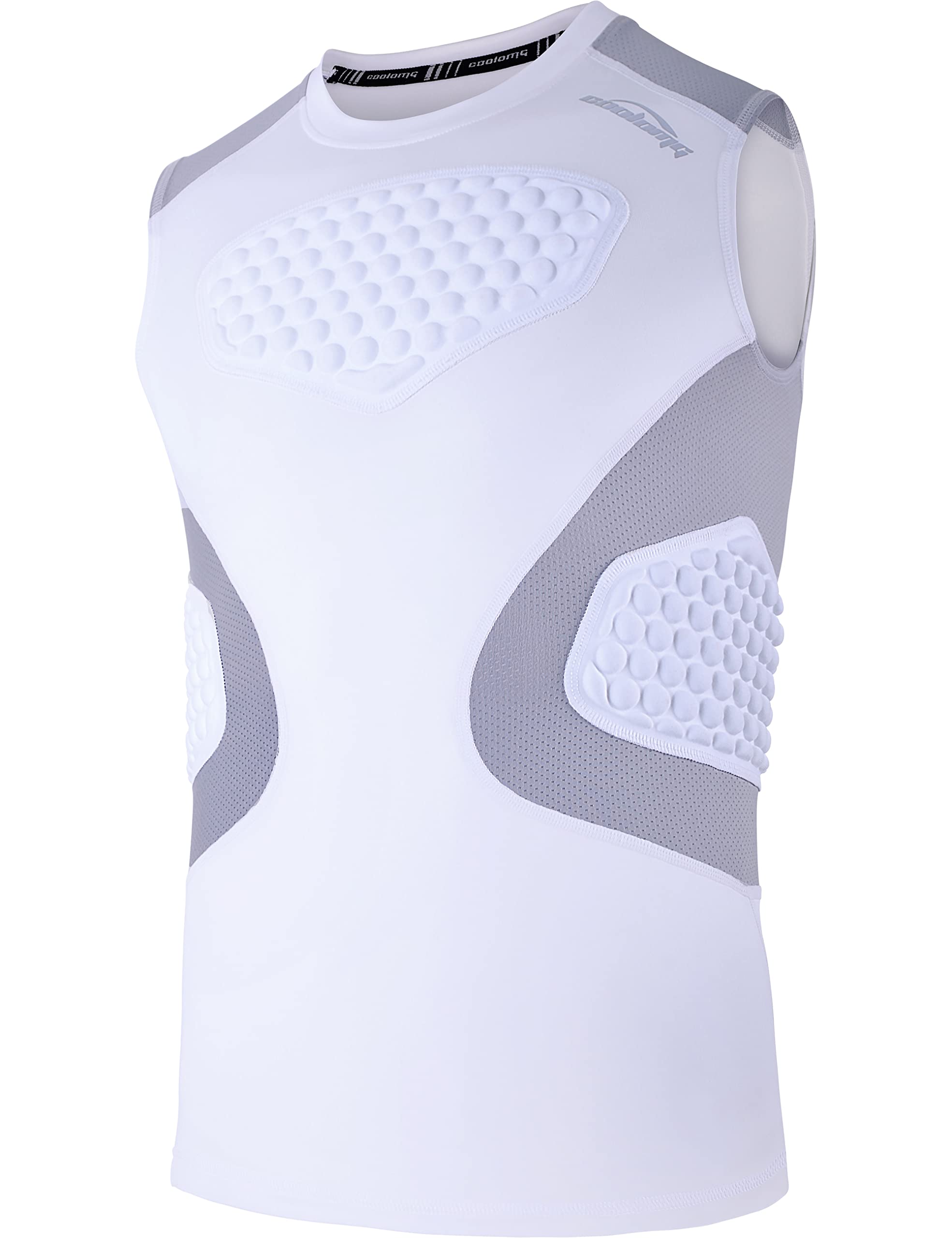 COOLOMG Youth Chest Rib Protector Football Baseball Padded Shirt Kids Heart Sternum Guard for Softball Rugby Lacrosse White S
