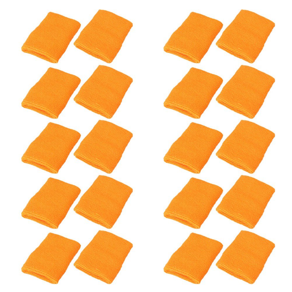 Mallofusa 10 Pack Colorful Sports Basketball Football Absorbent Wristband Party Outdoor Activity (Orange)