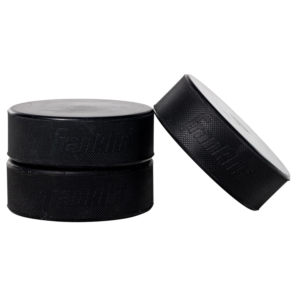 Franklin Sports Ice Hockey Pucks - Black Rubber Pucks For Ice Hockey - Official Size + Weight - Perfect For Rinks + Synthetic Pa