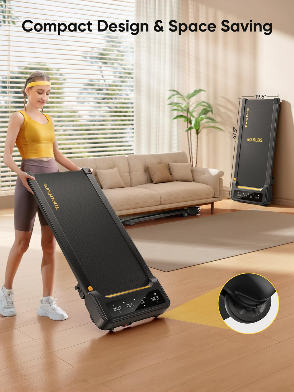 Walking Pad With Incline, Under Desk Treadmill, Portable Treadmills For Home/Office, 2.5Hp Walking Jogging Running Machine 300 L