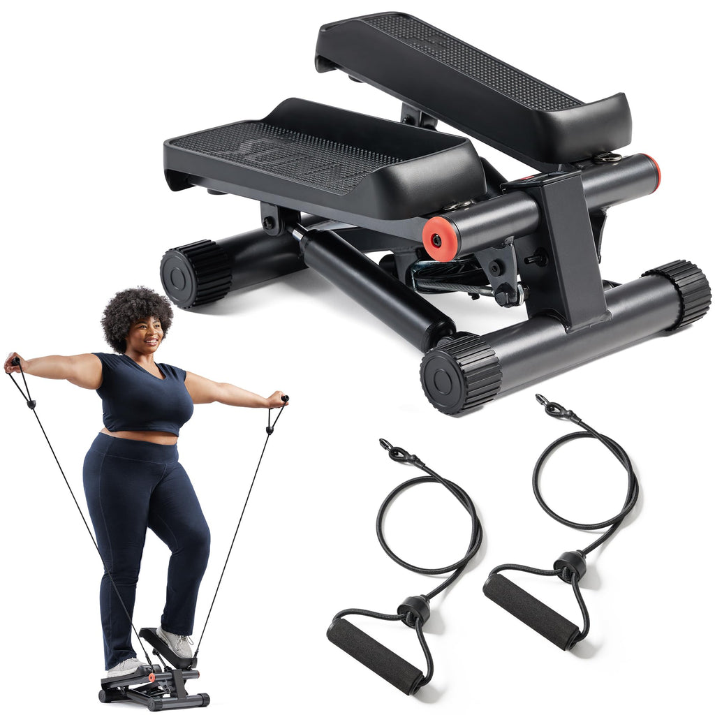 Sunny Health & Fitness Mini Steppers for Exercise at Home, Stair Step Workout Machine with Optional Resistance Bands, Full Body 