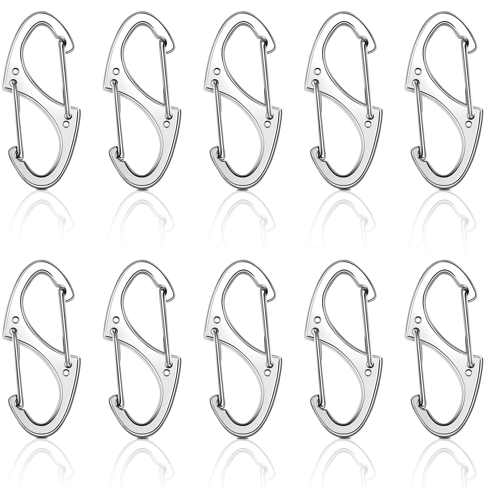 Moxweyeni 20 Pcs Zipper Clip S Carabiner Clips Small Alloy Snap Hook Anti Theft 1. 6 Inch Mini Dual Wire Gate Interlocking Keych