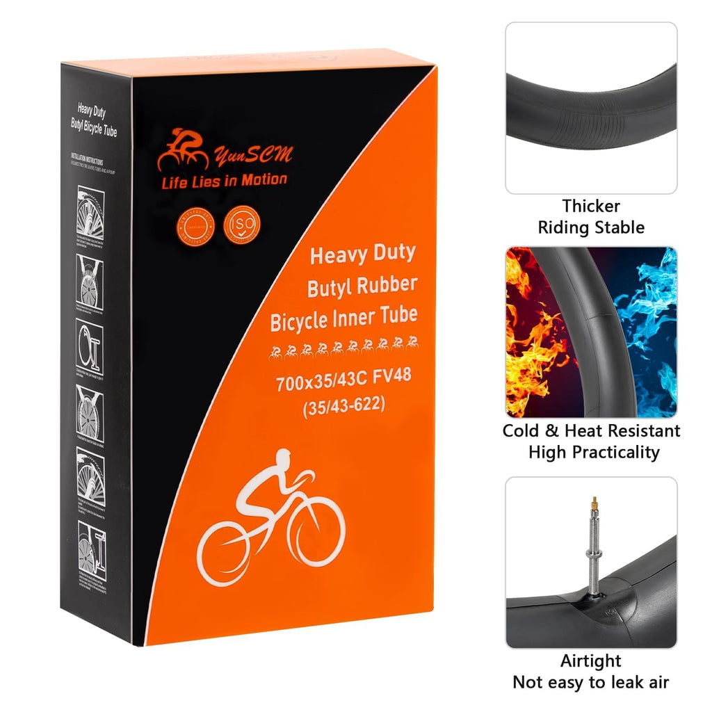 2 Pack 700C 28 Road Bike Tubes 700X35C38C40C43C Fv48 Presta Valve 700C Bicycle Tubes Compatible With 700 X 35C 700X36C 700X37C 7