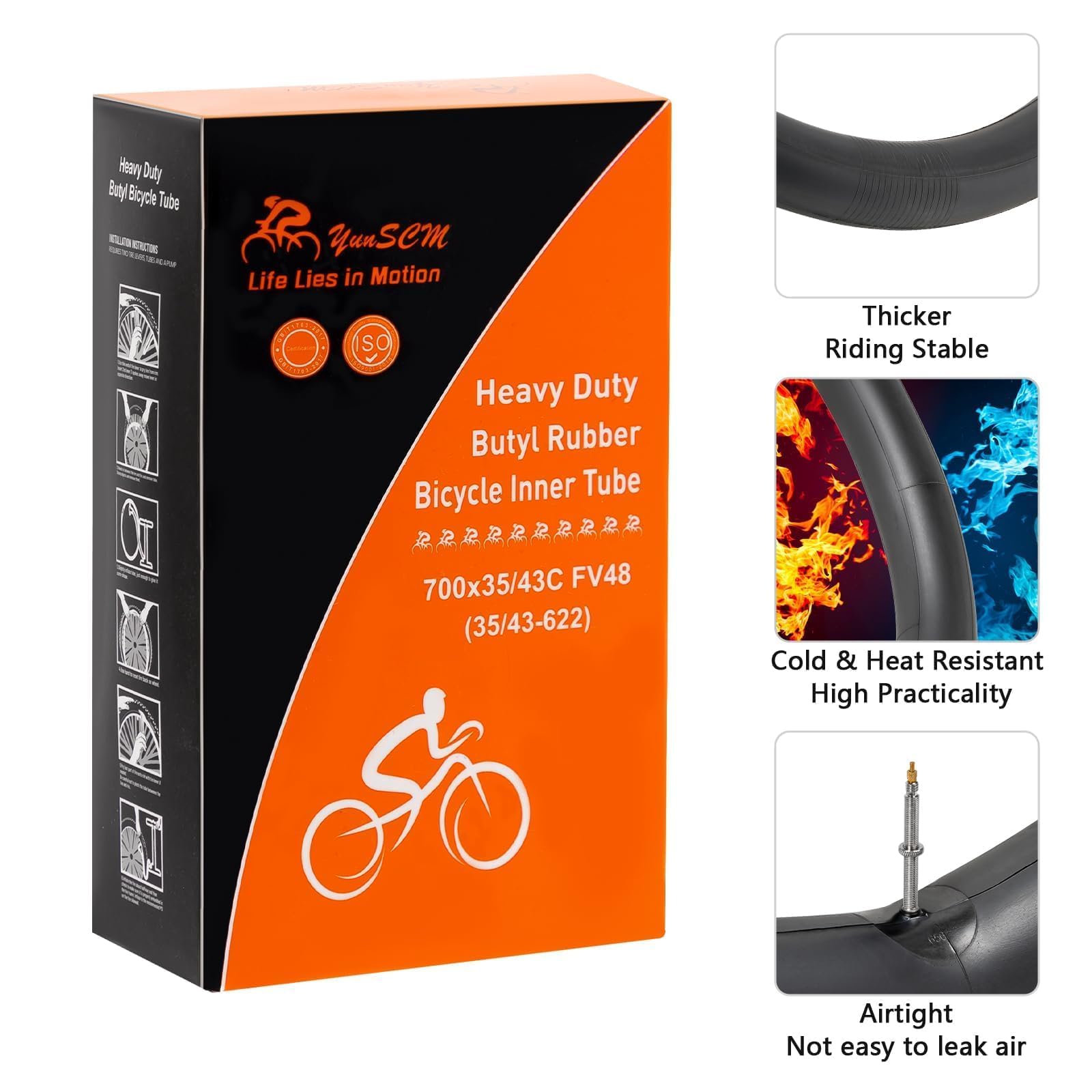 2 Pack 700C 28 Road Bike Tubes 700X35C38C40C43C Fv48 Presta Valve 700C Bicycle Tubes Compatible With 700 X 35C 700X36C 700X37C 7