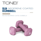 Tone Fitness 5 lb Neoprene Dumbbell Pair for Home Workouts - Non-Slip Design - Purple