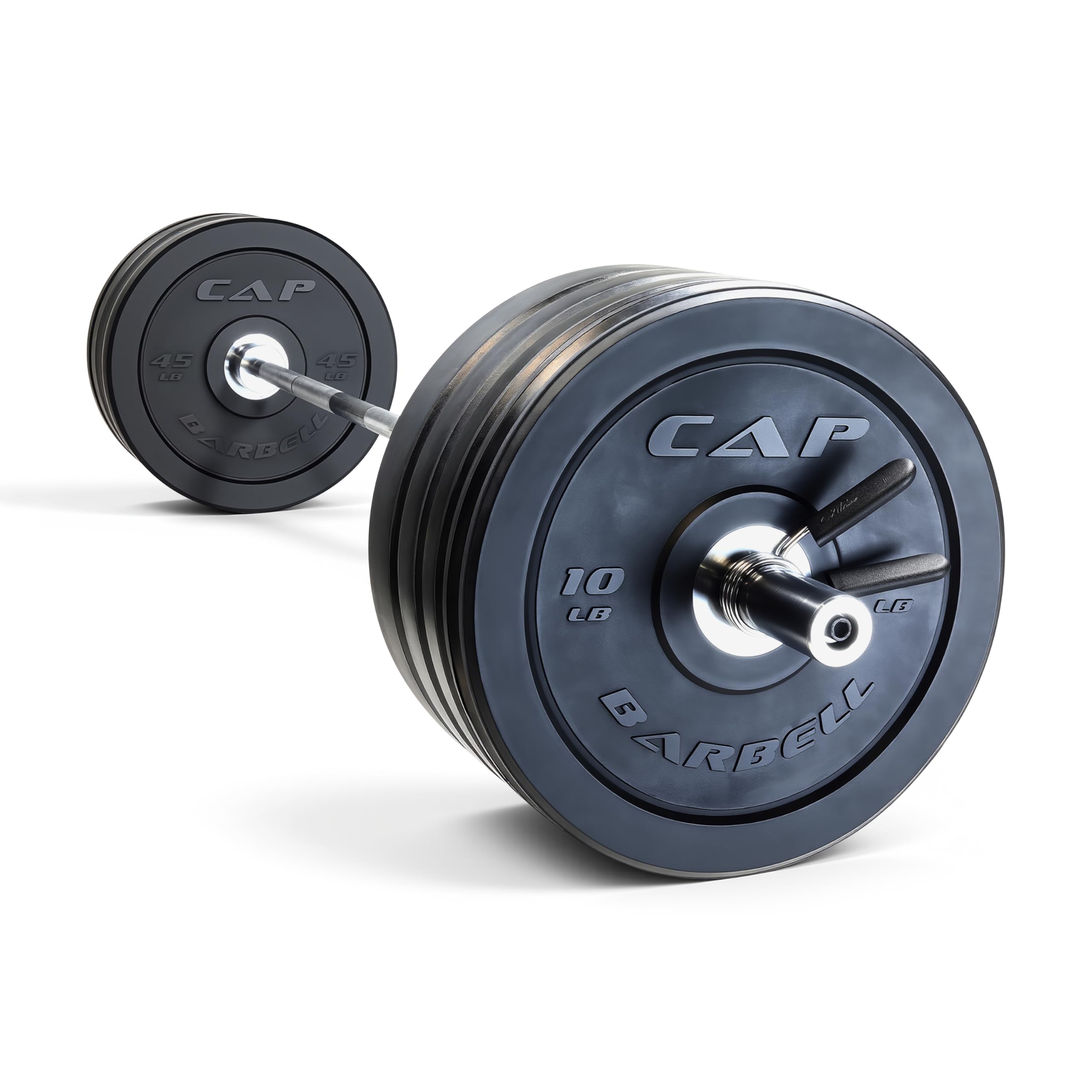 CAP Barbell 260 lb PRO Olympic Weight Set with 7ft Chrome Barbell & Black Bumper Plates