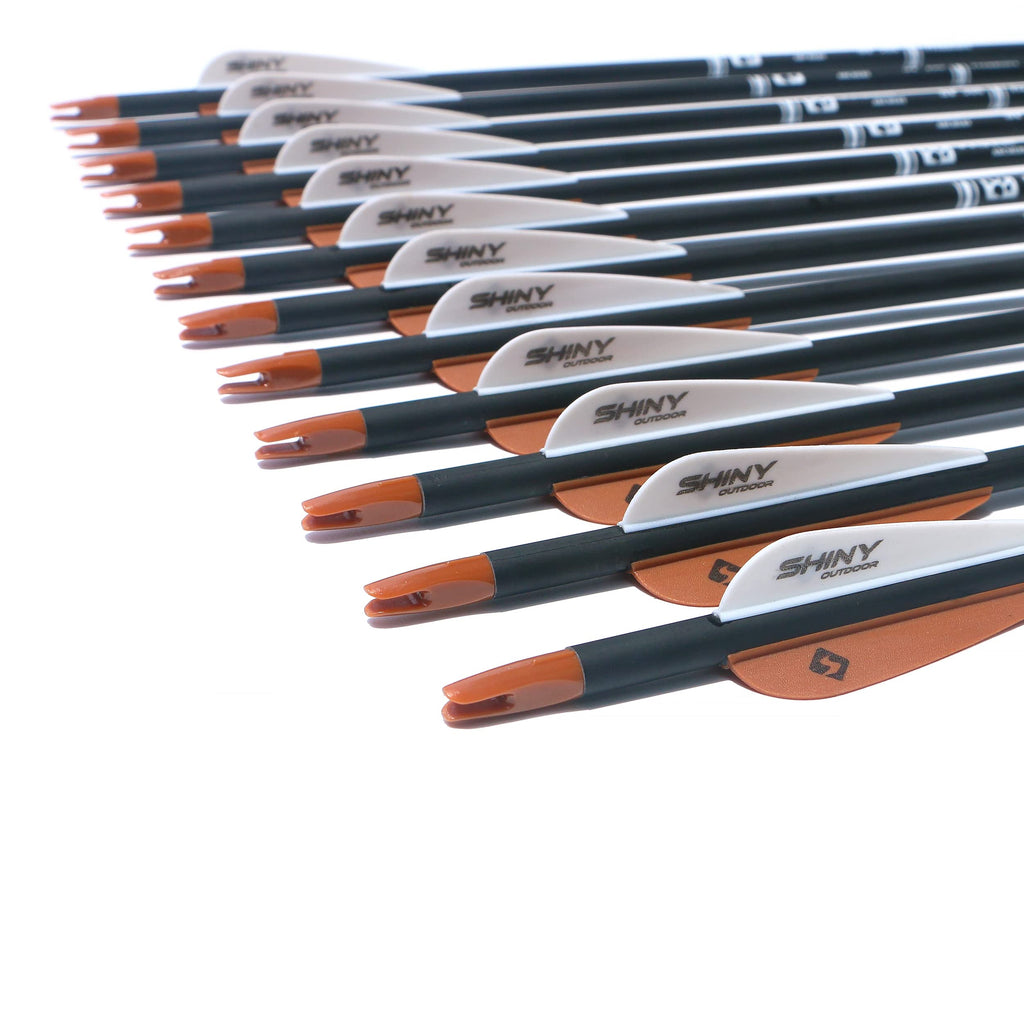Tiger Archery 30Inch Carbon Arrow Practice Hunting Arrows With Removable Tips For Compound & Recurve Bow(Pack Of 12) (Brown Whit