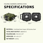 Naturehike 2 Burner Folding Camping Stove, Portable Propane Gas Stove With Carry Bag, 16000 Btu High-Performance Camp Stove With