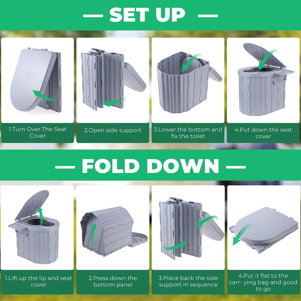 Sckee Camping Toilet, Portable Toilet For Adults, Portable Travel Folding Toilet With Lid And Paper Holder, Compact Potty For Ca
