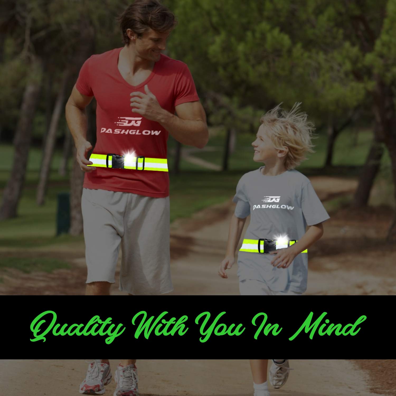 Dashglow - 2 Pack - Reflective Glow Belt Safety Gear, Pt Belt, For Running Cycling Walking Marathon Military (2 Pack)