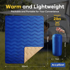 Unikome Outdoor Packable Travel Blanket, Lightweight Waterproof Puffy Down Alternative Camping Blanket With Corner Loops, 75'X52