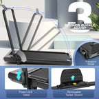 Under Desk Treadmill With Incline, 300Lbs Walking Pad With Handle Bar& Remote Control, 2.5Hp Folding Treadmill For Home/Office,
