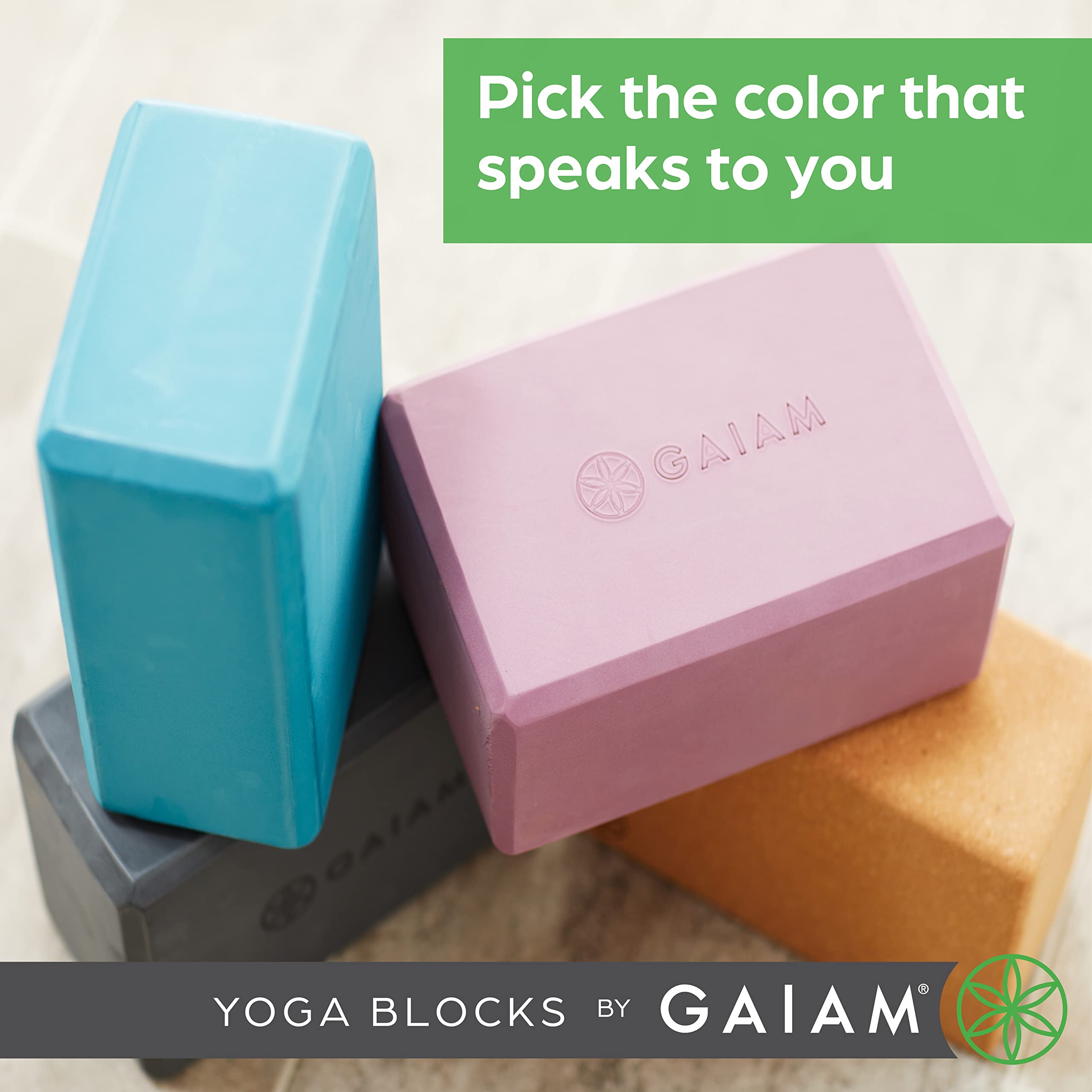Gaiam Yoga Block - Supportive Latex-Free Eva Foam Soft Non-Slip Surface For Yoga, Pilates, Meditation (Black), 1 Ea