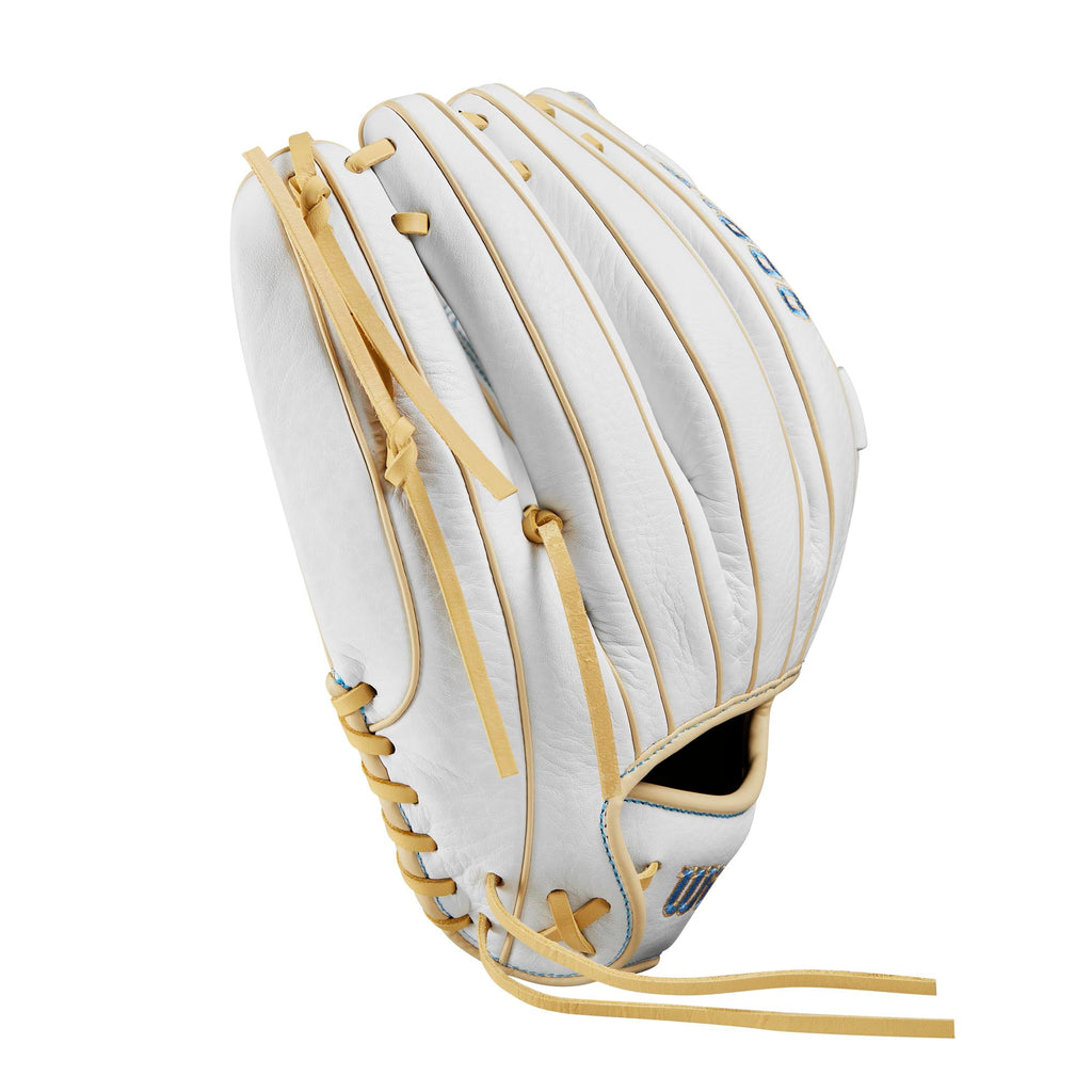 Wilson 2024 A1000 V125 12.5    Outfield Fastpitch Softball Glove - White/Blue/Blonde, Left Hand Throw