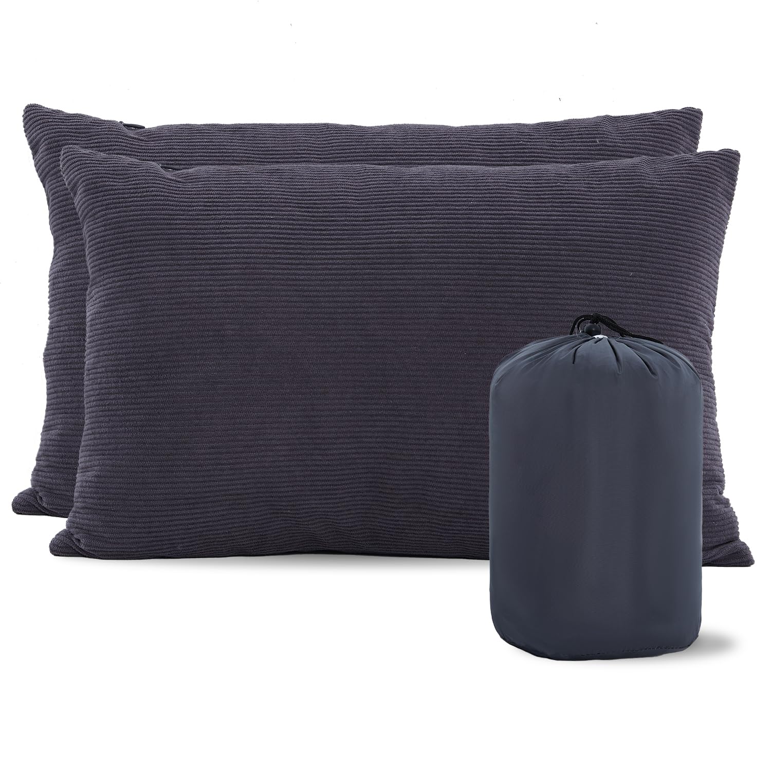 Moon Lence Camping Pillows 2 Pack, Supportive Pillow For Sleeping, Compressible Lightweight For Camp And Travel, With Removable