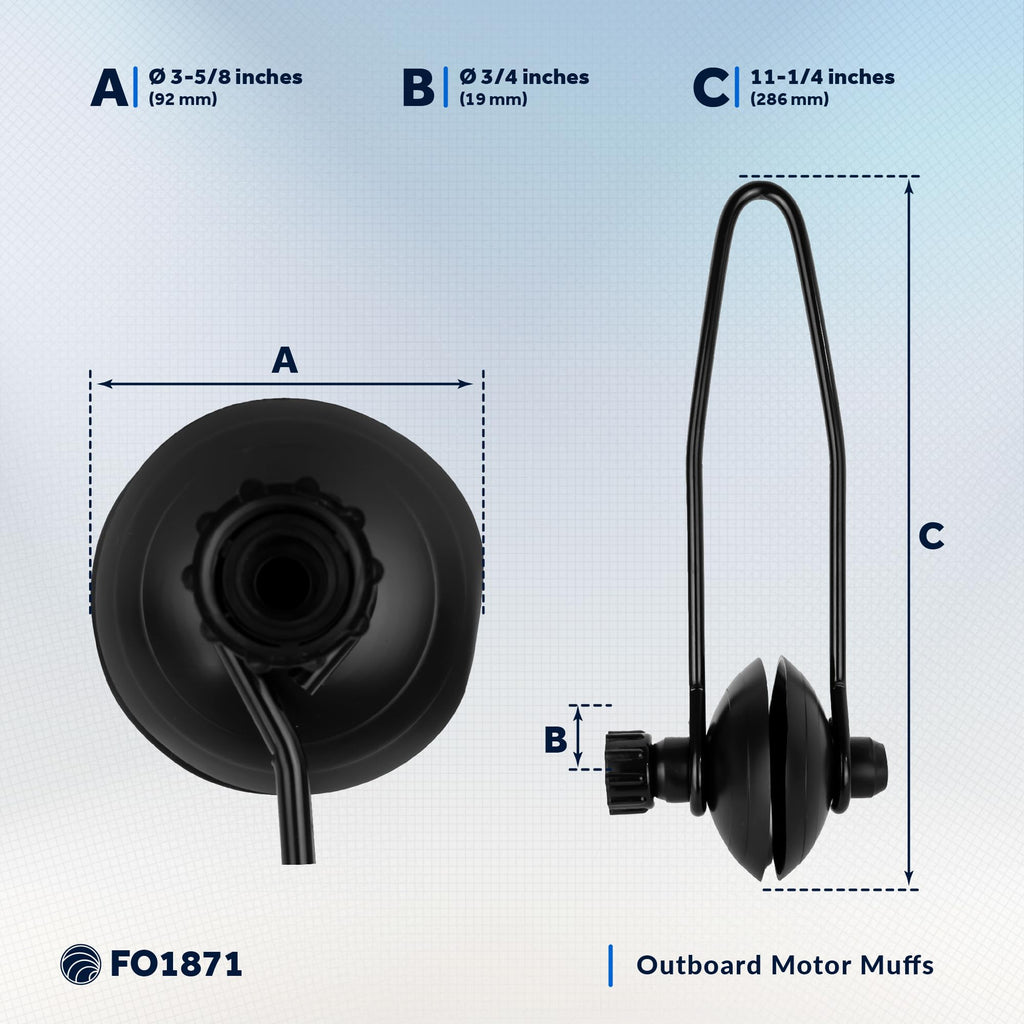 Five Oceans Outboard Motor Muffs, Universal Outboard Motor Flusher, Black Pvc Marine Grade Round Muffs, Coated Steel Bracket, In