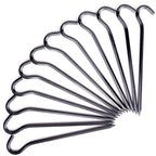 Tent Pegs - 12Pcs Aluminium Tent Stakes Pegs With Hook - 7 Hexagon Rod Stakes Nail Spike Garden Stakes Camping Pegs For Pitching